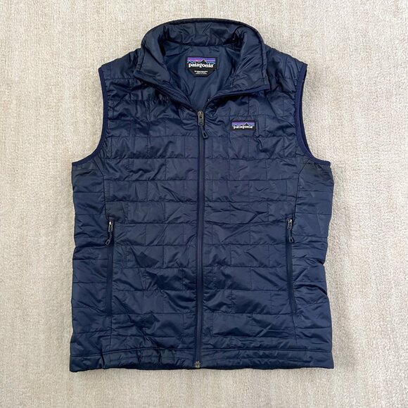 Patagonia Nano Puff Blue Zip Up Puffer Vest Jacket M - Picture 1 of 10